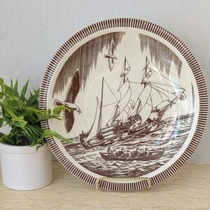Vintage Vernon Kilns Rockwell Kent Brown Transferware Moby Dick Plate 10.5"